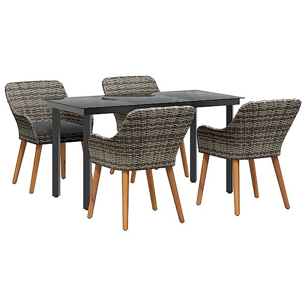 vidaXL 5-Teiliges Garten Essset Graue Poly Rattan 3261686 günstig online kaufen