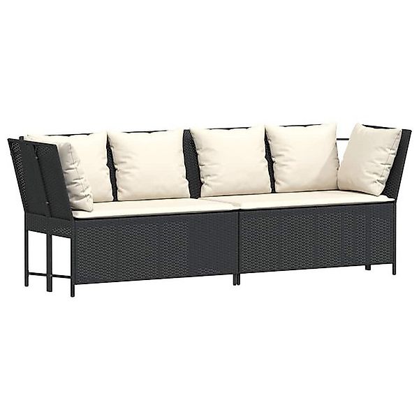 vidaXL Loungesofa Gartensofa mit Kissen Schwarz Poly Rattan, 1 Teile günstig online kaufen