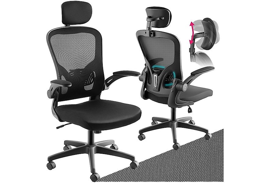 tectake Drehstuhl Bürostuhl (Set, 1 St), Ergonomische Rückenlehne mit indiv günstig online kaufen