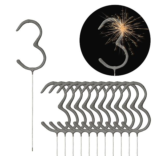 CEPEWA Geburtstagskerze Wunderkerze Zahl Drei 12er günstig online kaufen