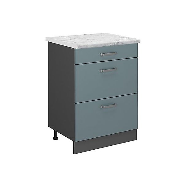 Vicco Schubladenschrank R-Line Blau-Grau 60 cm AP Marmor günstig online kaufen