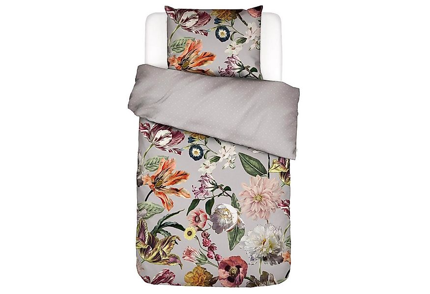 Essenza Bettwäsche Filou Grey Satin, Satin, 2 teilig, Blumen, Rosen, Dahlie günstig online kaufen