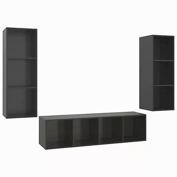 furnicato TV-Schrank 3-tlg. TV-Schrank-Set Hochglanz-Grau Holzwerkstoff (1- günstig online kaufen