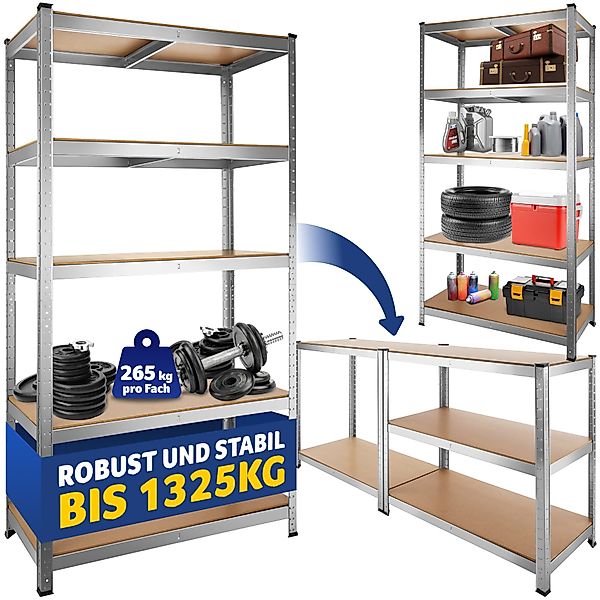 tectake Schwerlastregal, Komplett-Set, höhenverstellbare Einlegeböden günstig online kaufen