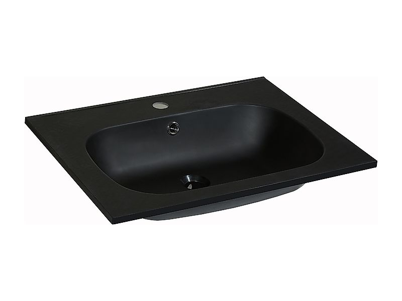 Einbauwaschbecken aus Kunstharz in Stein-Optik - L60 x B46 cm - Schwarz - O günstig online kaufen