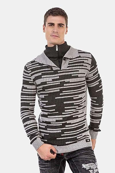 Cipo & Baxx Stehkragenpullover "Pullover", 1 Stk. mit Schnallenverschluss, günstig online kaufen