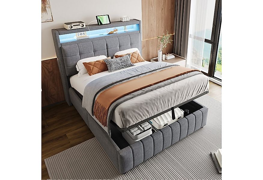 HAUSS SPOLE Polsterbett 140x200 cm, mit LED-Beleuchtung und USB-Steckdose, günstig online kaufen