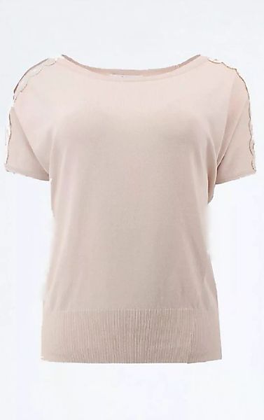 Passioni T-Shirt in beige mit Spitzen Ärmeln günstig online kaufen
