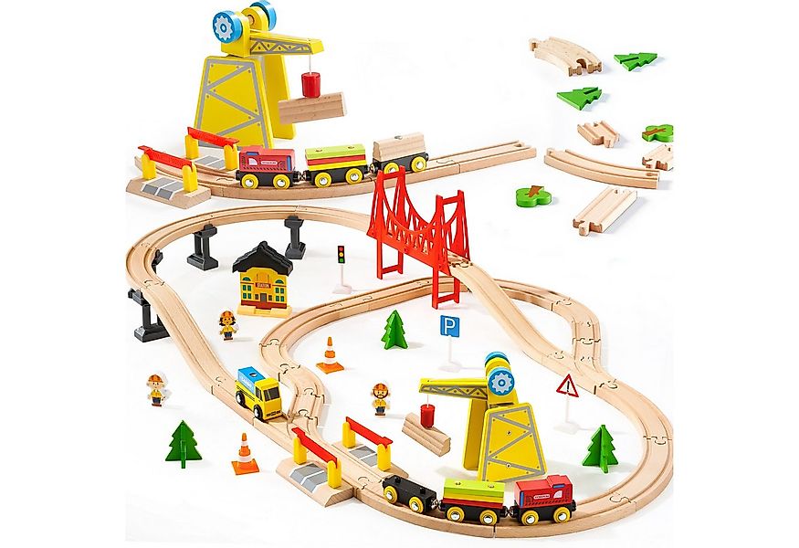 SYNCFUN Spielzeugeisenbahn-Set SYNCFUN 60-teiliges Montessori Holzeisenbahn günstig online kaufen