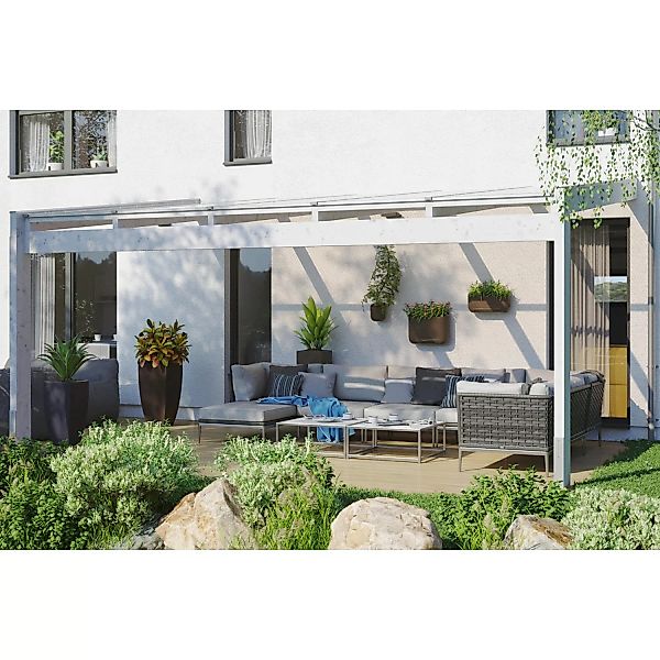 Skan Holz Terrassenüberdachung Novara 557 cm x 259 cm Weiß günstig online kaufen