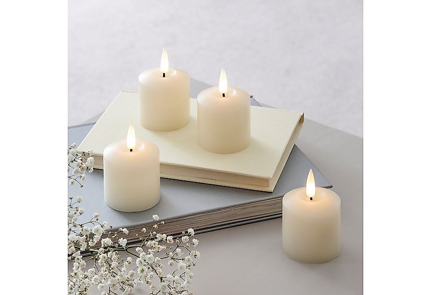 Lights4fun LED-Kerze 4er Set TruGlow® LED Votivkerzen Echtwachs günstig online kaufen