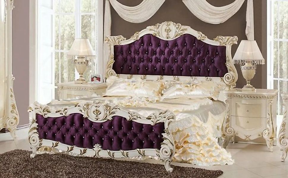 Casa Padrino Bett Casa Padrino Luxus Barock Schlafzimmer Set Lila / Weiß / günstig online kaufen