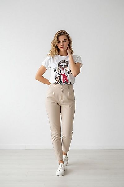 Zuckerwatte Print-Shirt Rundhalsshirt, modischer Frontprint "Paris Woman", günstig online kaufen