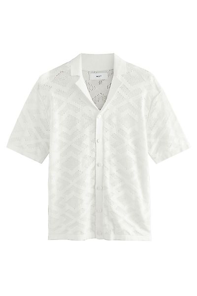 Next Kurzarmhemd Relaxed Fit Strickhemd, Lochstickerei günstig online kaufen
