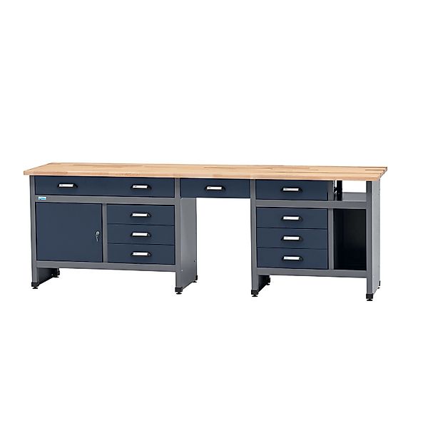 Küpper Werkbank 1-Türig 9 Schubladen Sitzraum 84 x 240 x 60 cm Dunkelblau günstig online kaufen