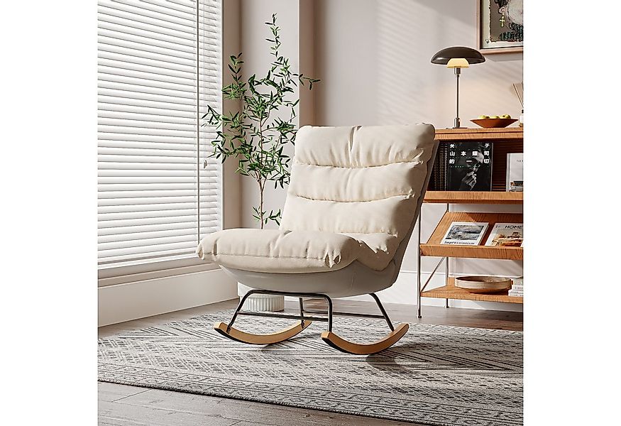 PXloue Schaukelstuhl Bequemer Sessel mit weichem Stoffbezug und stabilem Me günstig online kaufen