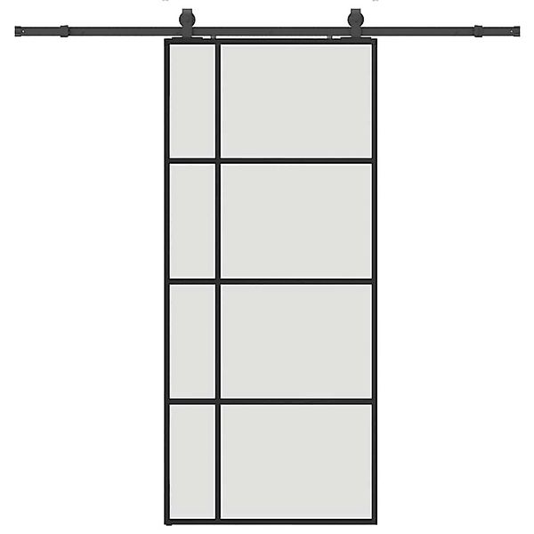 vidaXL Schiebetür mit Beschlag Schwarz 90x205 cm ESG-Glas 3375951 günstig online kaufen