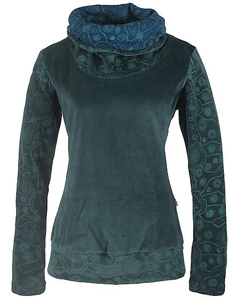 Vishes Sweater Rollkragen Samtpullover Sweater aus Baumwolle bedruckt Hippi günstig online kaufen
