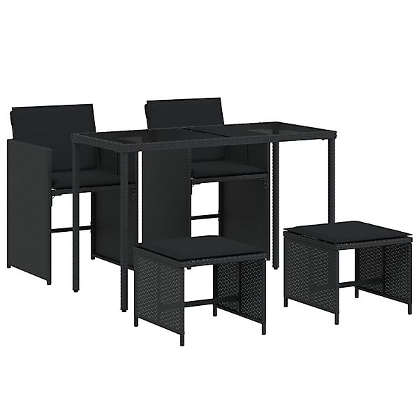 vidaXL 5-Tlg Garten-Essgruppe mit Kissen Schwarz Poly Rattan 365081 günstig online kaufen