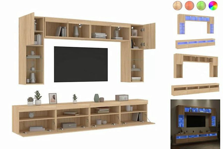 vidaXL TV-Schrank 8-tlg TV-Wohnwand mit LED-Leuchten Sonoma-Eiche günstig online kaufen