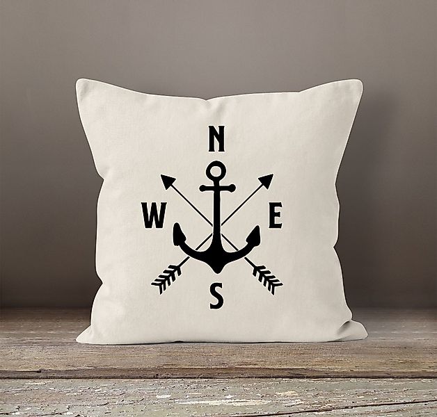 MoonWorks Dekokissen Maritimer Kissen-Bezug Anker Kompass günstig online kaufen