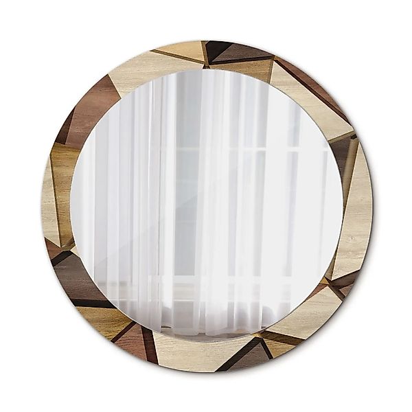 Tulup Bedruckte Spiegel Geometrisches 3D Holz 80x80 cm Runder Spiegel mit D günstig online kaufen