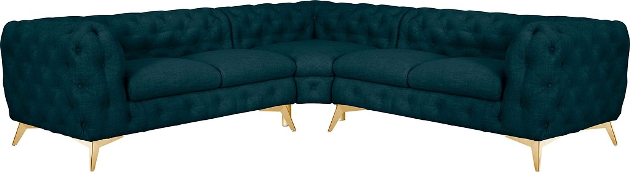 Leonique Chesterfield-Sofa "Ecksofa GLYNIS L-Form mit Wellenunterfederung, günstig online kaufen