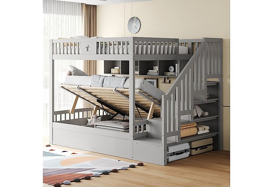 Merax Etagenbett mit hydraulischem Unterbett (1-St., Stockbett Jugendbett D günstig online kaufen