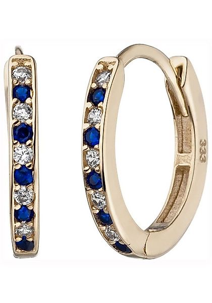 JOBO Paar Creolen, 333 Gold mit 20 Zirkonia blau weiß günstig online kaufen