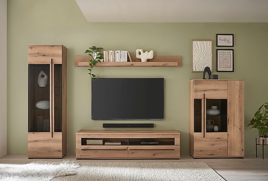 INOSIGN Wohnwand "Cantara, moderne Anbauwand, Wohnzimmer-Set, in Eiche Evok günstig online kaufen