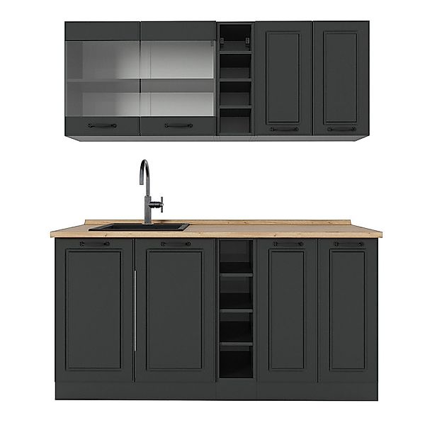 Vicco Küchenzeile R-Line, Anthrazit Landhaus/Anthrazit, 160 günstig online kaufen
