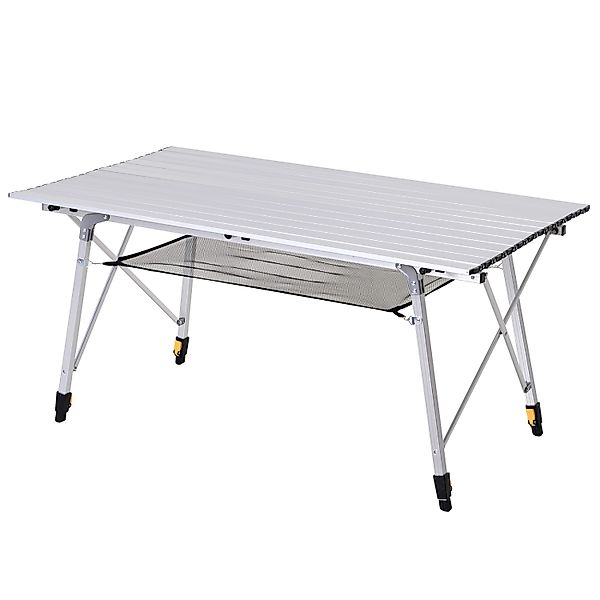 Outsunny Campingtisch Aluminium Netzstoff Silber L120 x B70 x H58-73 cm günstig online kaufen