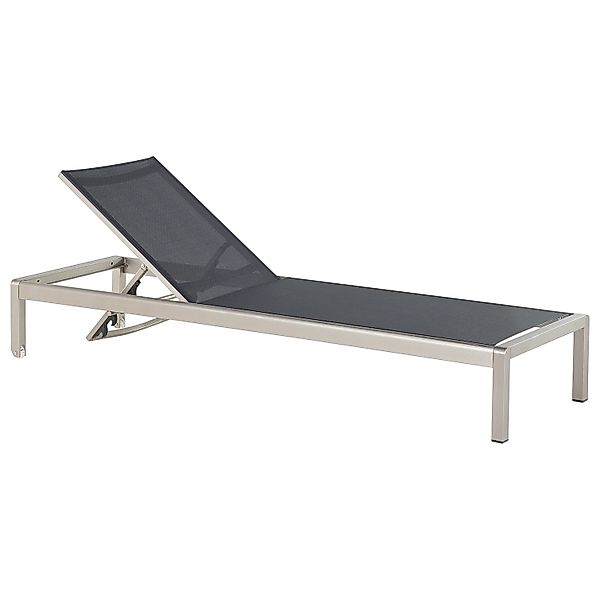 Beliani Gartenliege Schwarz Silber 198x64x93 günstig online kaufen