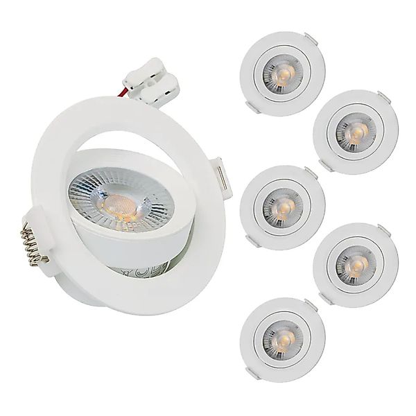 LUXULA 6er-Set LED Einbauspot Ø 75mm Einbaustrahler Schwenkbar 7W 600lm 300 günstig online kaufen