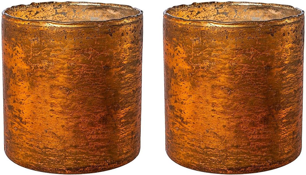 Creativ deco Windlicht Weihnachtsdeko (2 St), mit matter Oberflächenstruktu günstig online kaufen