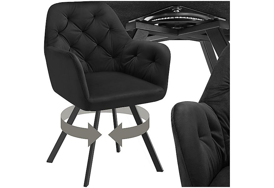 tectake Esszimmerstuhl Drehbarer Samt-Armlehnstuhl Lucia, gepolstert (Set, günstig online kaufen