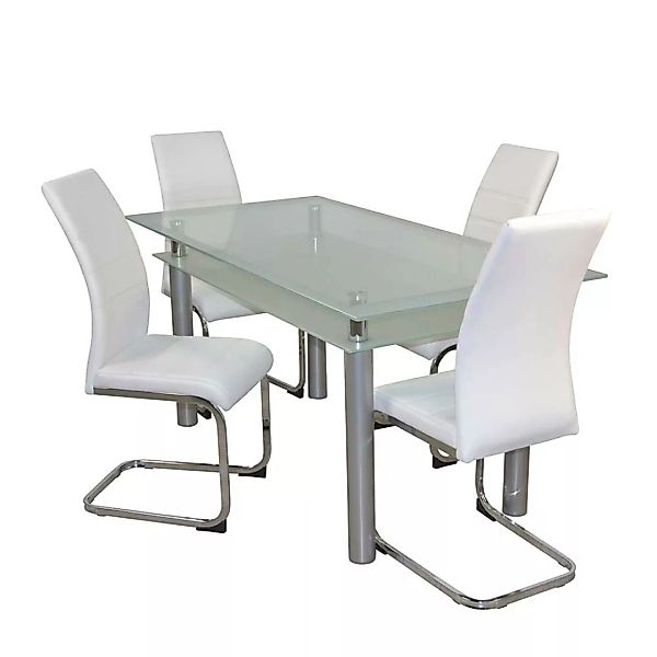 Esszimmereinrichtung modern Glastisch vier Stühle (fünfteilig) günstig online kaufen