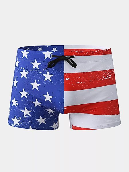 Männer drucken Badehose Amerika Flaggen Kordelzug Buchstaben Badeanzug günstig online kaufen