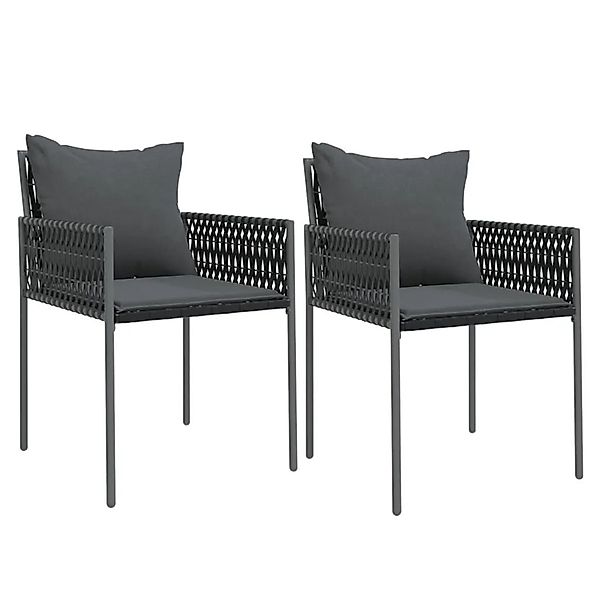 vidaXL Gartenstühle mit Kissen 2 Stk Schwarz 54x61x83 cm Poly Rattan 364101 günstig online kaufen