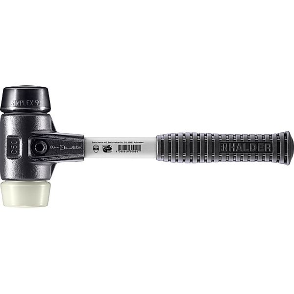 Halder Simplex Schonhammer Ø 50 mm Gummi   Nylon mit Verstärktem Temperguss günstig online kaufen