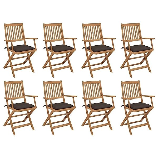 vidaXL Klappbare Gartenstühle mit Kissen 8 Stk Massivholz Akazie 3075108 günstig online kaufen