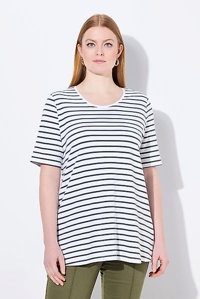 Ulla Popken T-Shirt Ringelshirt A-Linie Rundhals günstig online kaufen