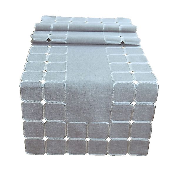 texpot Tischdecke Tischläufer Stickerei Quadrate modern günstig online kaufen