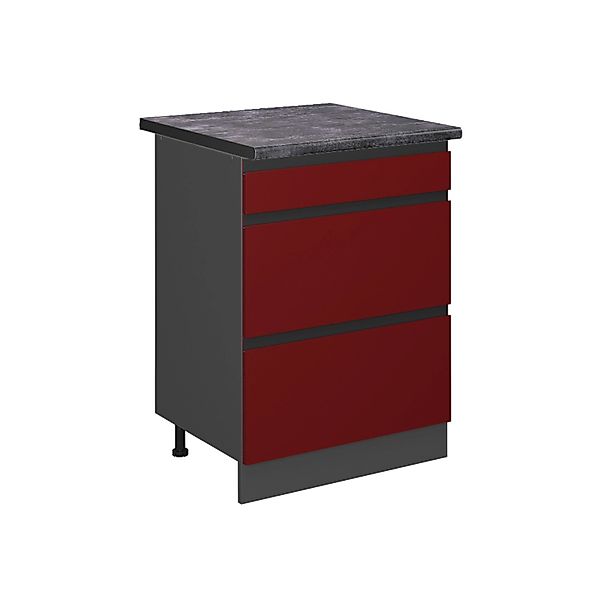 Vicco Küchenunterschrank R-Line Rot/Anthrazit 60 cm mit Schubladen AP Anthr günstig online kaufen