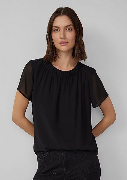 s.Oliver Kurzarmbluse Bluse Luftige Chiffon-Bluse mit gesteppter Raffung günstig online kaufen