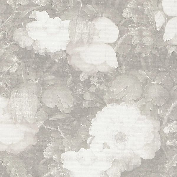 PROFHOME 369214-GU Blumen Tapete Floral Matt Grau Weiß 0,53 m x 10,05 m 5,3 günstig online kaufen