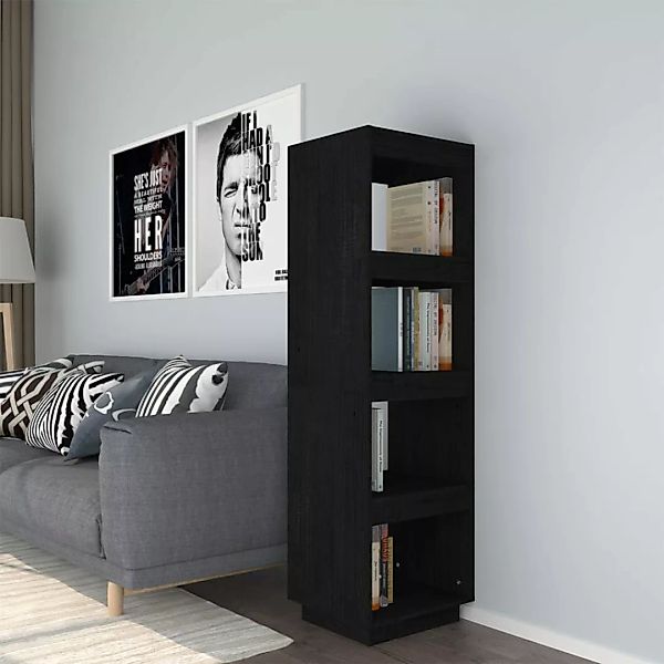Bücherregal/raumteiler Schwarz 40x35x135 Cm Massivholz Kiefer günstig online kaufen