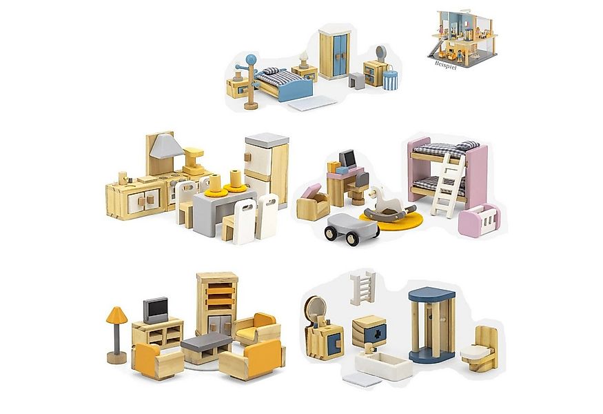 TikTakToo Puppenhausmöbel Schlafzimmer, Kinderzimmer, Küche, Bad, Wohnzimme günstig online kaufen