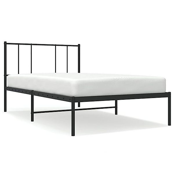 vidaXL Bettgestell, Bettrahmen mit Kopfteil Metall Schwarz 90x190 cm günstig online kaufen