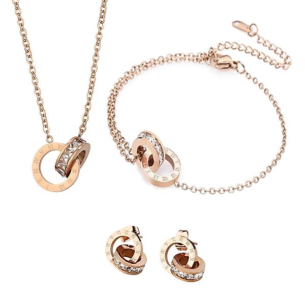 KARMA Schmuckset Rosegold Halskette Armband Ohrstecker günstig online kaufen